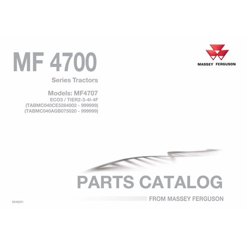Catálogo de peças em pdf do trator Massey Ferguson 4707 ECO3 / TIER2-3-4I-4F - Massey Ferguson manuais - MF-4707-ECO3-6246201-PC