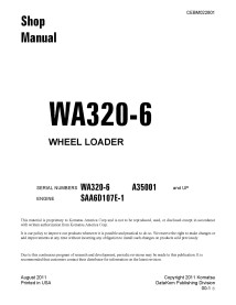 Manuel de l'atelier du chargeur sur pneus Komatsu WA320-6 - Komatsu manuels - KOMATSU-CEBM022801