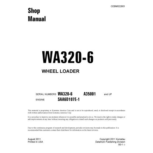 Manual de oficina da carregadeira de rodas Komatsu WA320-6 - Komatsu manuais - KOMATSU-CEBM022801