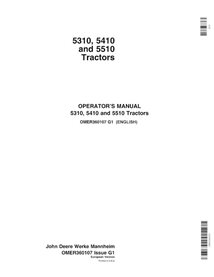 Manuel de l'opérateur pdf pour tracteur John Deere 5310, 5410, 5510 - John Deere manuels - JD-OMER360107-EN