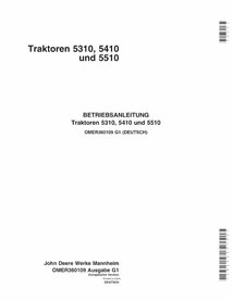 Manuel de l'opérateur pdf pour tracteur John Deere 5310, 5410, 5510 DE - John Deere manuels - JD-OMER360109-DE