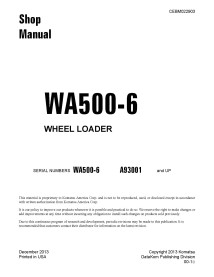 Komatsu WA500-6 wheel loader shop manual - Komatsu manuals - KOMATSU-CEBM022903