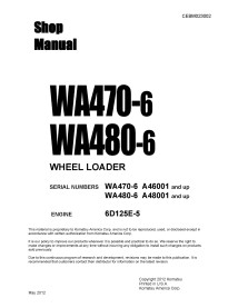 Manual de taller de la cargadora de ruedas Komatsu WA470-6, WA480-6 - Komatsu manuales