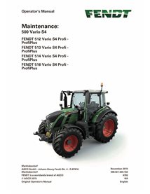 Fendt 512, 513, 514, 516 Vario S4 Profi, ProfiPlus tractor pdf maintenance manual  - Fendt manuals - FENDT-72618511A-OM-EN