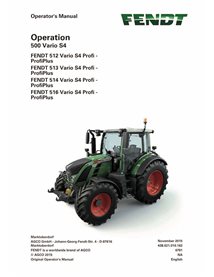 Fendt 512, 513, 514, 516 Vario S4 Profi, ProfiPlus tractor manual del operador en pdf - Fendt manuales - FENDT-72618512A-OM-EN