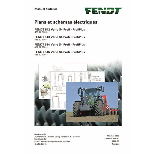 Fendt 512, 513, 514, 516 Vario S4 Profi, tracteur ProfiPlus pdf manuel d'entretien d'atelier FR - Fendt manuels - FENDT-72621...