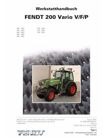 Manuel d'atelier pdf pour tracteur Fendt 207V, 208V, 209V, 209P 210V, 210P, 211V, 211P DE - Fendt manuels - FENDT-X9900050600...