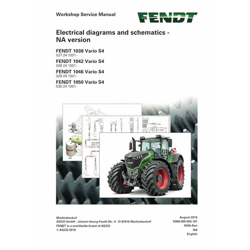 Manual de serviço de oficina em pdf do trator Fendt 1038, 1042, 1046, 1050 Vario S4 - Fendt manuais - FENDT-X990005555161-WSM-EN