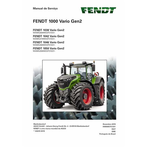 Manual de serviço de oficina em pdf do trator Fendt 1038, 1042, 1046, 1050 Vario Gen 2 PT - Fendt manuais - FENDT-X9900057512...