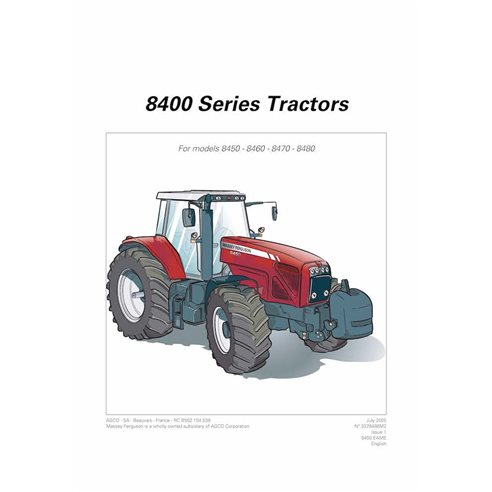 Manuel d'utilisation pdf du tracteur Massey Ferguson 8450, 8460, 8470, 8480 Tier 2 DYNA-VT - Massey-Ferguson manuels - MF-337...
