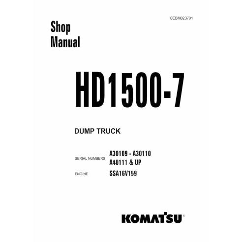 Manuel d'atelier du camion à benne basculante Komatsu HD1500-7 - Komatsu manuels