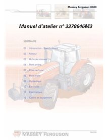 Massey Ferguson 8450, 8460, 8470, 8480 tractor pdf manual de servicio de taller FR - Massey Ferguson manuales - MF-3378646M3-...