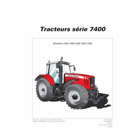 Massey Ferguson 7485, 7490, 7495, 7497, 7499 Tier 3 Dyna-VT tractor pdf operator's manual FR - Massey Ferguson manuals - MF-4...