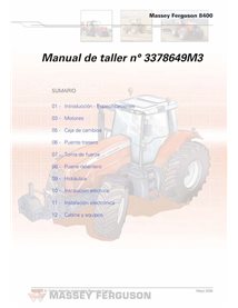 Massey Ferguson 8450, 8460, 8470, 8480 tractor pdf workshop service manual ES - Massey Ferguson manuals - MF-3378649M3-WSM-ES