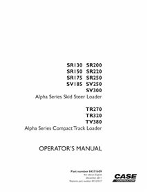 Case SR130-SR250, SV185-SV300, TR270, TR320, TV380 Tier 3 skid steer loader pdf operator's manual  - Case manuals - CASE-8453...