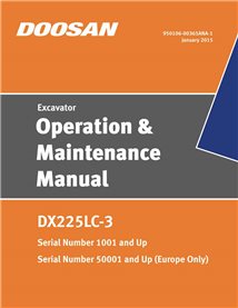 Manuel d'utilisation et d'entretien pdf de la pelle Doosan DX225LC-3 - Doosan manuels - DOOSAN-950106-00365-OM-EN