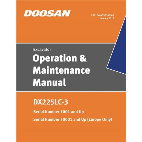DOOSAN-950106-00365-OM Doosan DX225LC-3 excavator pdf operation and maintenance manual