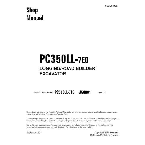 Manual de taller de la excavadora Komatsu PC350LL-7E0 - Komatsu manuales