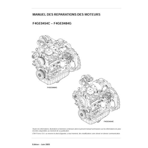 Caso F4GE0454C - F4GE0484G motor pdf manual de servicio FR - Case manuales - CASE-9-88910-SM-FR