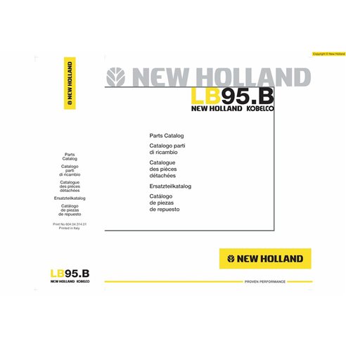 New Holland LB95.B backhoe loader pdf parts catalog - New Holland Construction manuals - NH-6040431401-PC