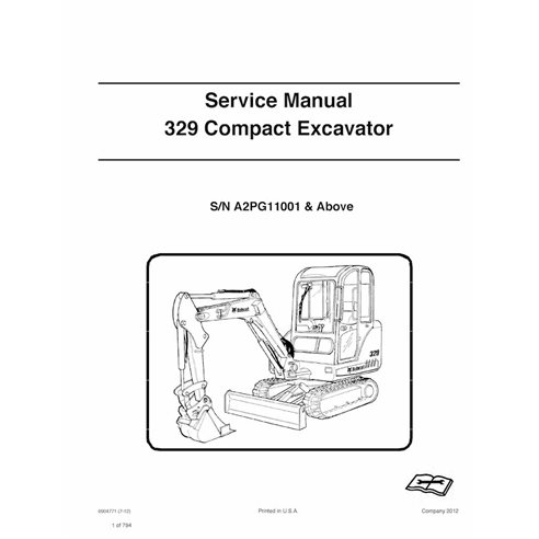 Manual de serviço em pdf da escavadeira compacta Bobcat 329