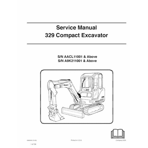 Manual de serviço em pdf da escavadeira compacta Bobcat 329