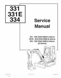 Bobcat 331, 331E, 334 excavadora compacta manual de servicio pdf