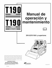 Bobcat T190 cargador compacto de orugas pdf manual de operación y mantenimiento ES