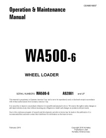 Manual de operação e manutenção da carregadeira de rodas Komatsu WA500-6 - Komatsu manuais - KOMATSU-CEAM018007