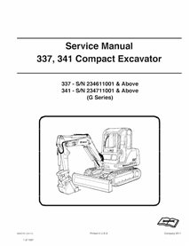 Bobcat 337, 341 escavadeira compacta manual de serviço em pdf