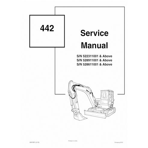 Manual de serviço em pdf da escavadeira compacta Bobcat 442