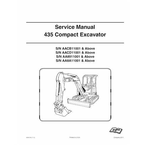 Manual de serviço em pdf da escavadeira compacta Bobcat 435