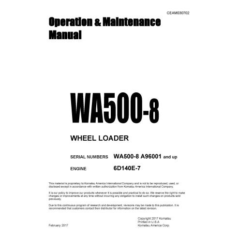 Manual de operação e manutenção da carregadeira de rodas Komatsu WA500-8 - Komatsu manuais - KOMATSU-CEAM030702