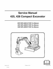 Bobcat 425, 428 compact excavator pdf manual de servicio