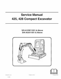 Bobcat 425, 428 compact excavator pdf manual de servicio