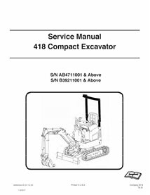 Bobcat 418 compact excavator pdf service manual 