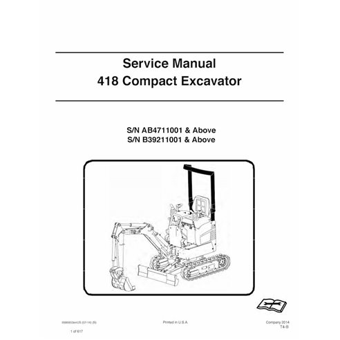 Bobcat 418 compact excavator pdf service manual 