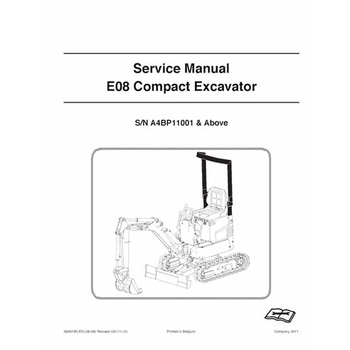 Manual de serviço em pdf da escavadeira compacta Bobcat E08