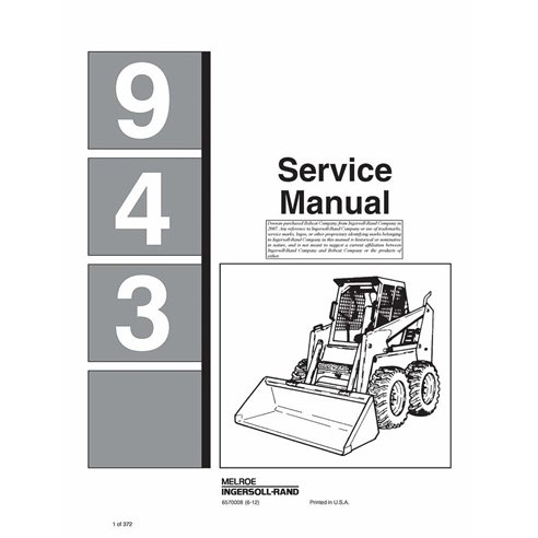 Manual de servicio de la cargadora Bobcat 943