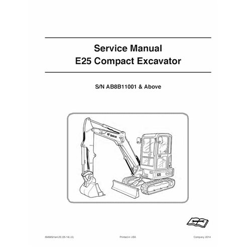 Manual de serviço em pdf da escavadeira compacta Bobcat E25