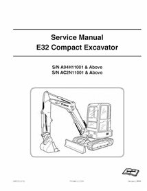 Manual de serviço em pdf da escavadeira compacta Bobcat E32