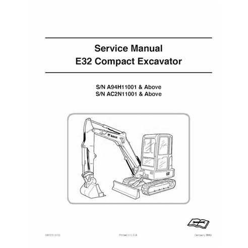 Manual de serviço em pdf da escavadeira compacta Bobcat E32