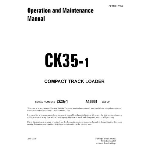 Manual de operação e manutenção da carregadeira Komatsu CK35-1 - Komatsu manuais - KOMATSU-CEAM017300