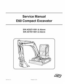 Manual de serviço em pdf da escavadeira compacta Bobcat E60