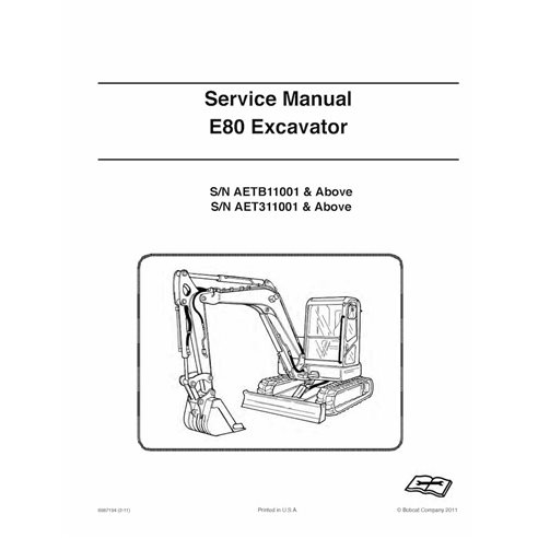 Manual de serviço em pdf da escavadeira Bobcat E80