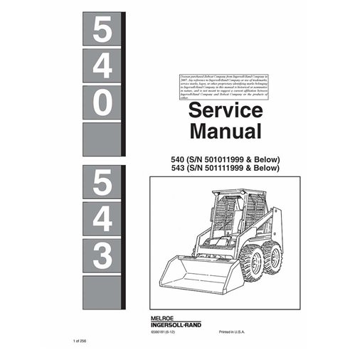 Manual de serviço do carregador Bobcat 540, 543