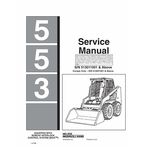 Manual de servicio de la cargadora Bobcat 553