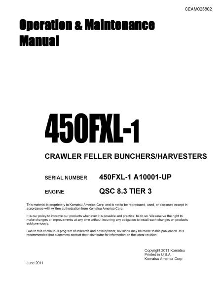 Komatsu 450FXL-1 dozer operation & maintenance manual - Komatsu manuals - KOMATSU-CEAM023802