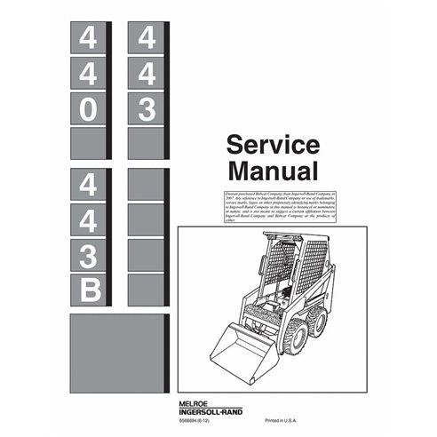 Bobcat 440, 443, 443 B loader service manual