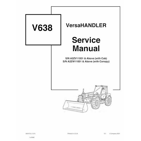 Manipulador telescópico Bobcat V638 manual de servicio en pdf